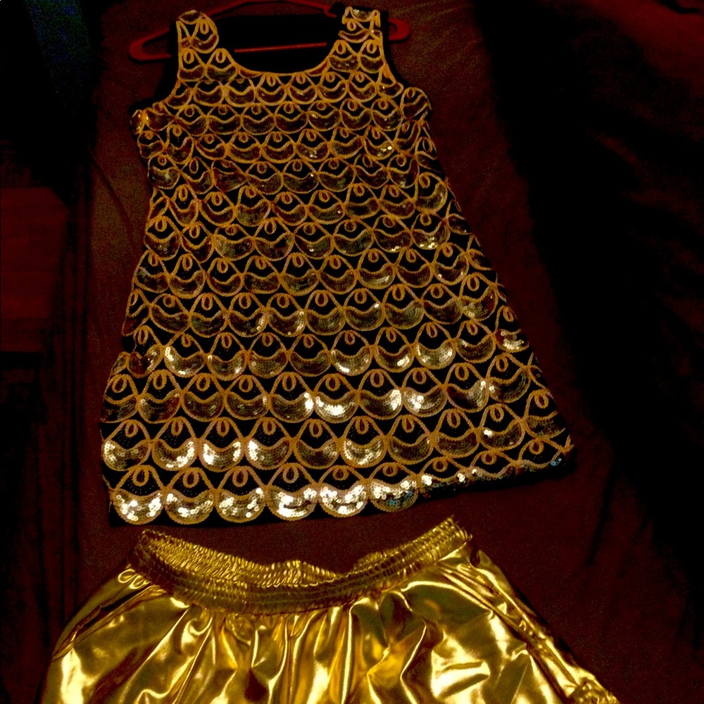 Gold sequin top and shorts set